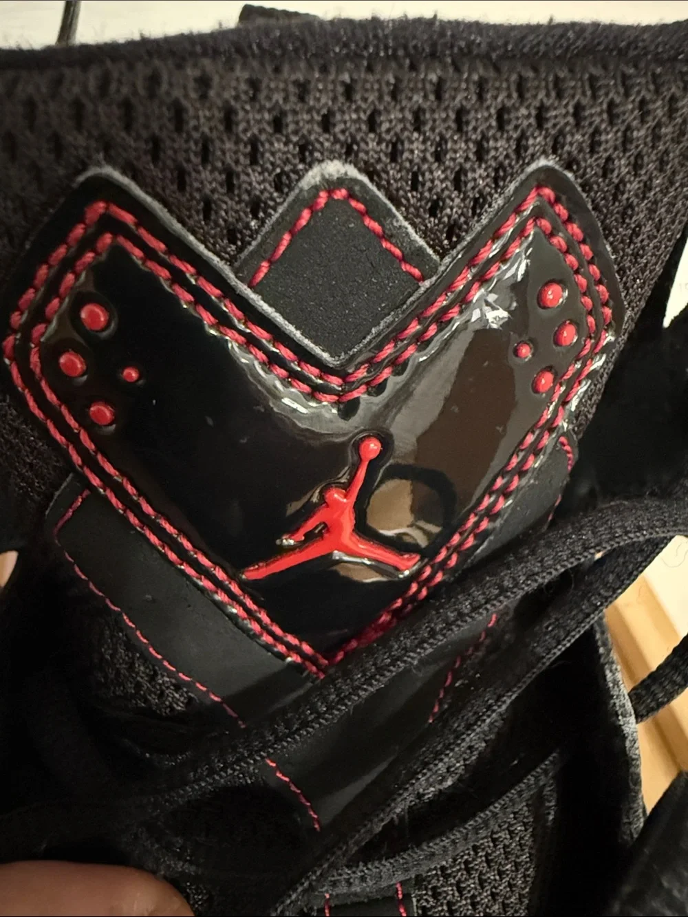 Jordan Black with Red Accent High-Top Sneakers